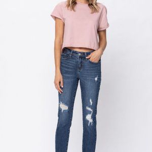 NWT Judy Blue Mid-Rise Vintage Cut Off Relaxed Fit Jeans 88135REG Size 15/32